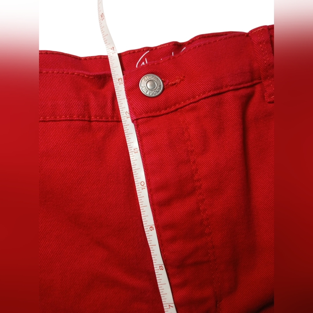Gloria Vanderbilt Denim All Around Slimming Effect Red Cuffed Shorts Size 16 - Picture 14 of 16